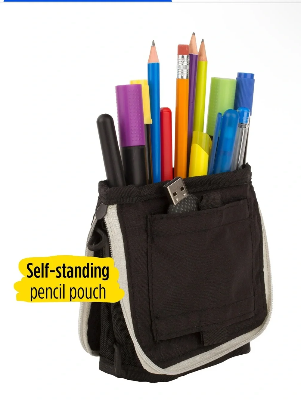 Five Star Black and Gray Stand ‘N Store Pencil Pouch